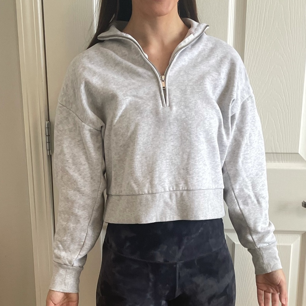 Gap Half-Zip Sweatshirt Light Grey Size Small
